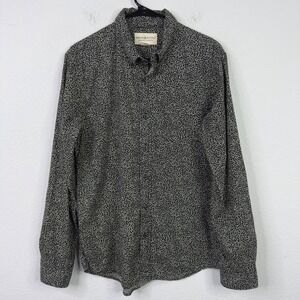 Denim Supply Ralph Lauren Shirt Men L Beige Black Floral Long Sleeve Preppy Boho